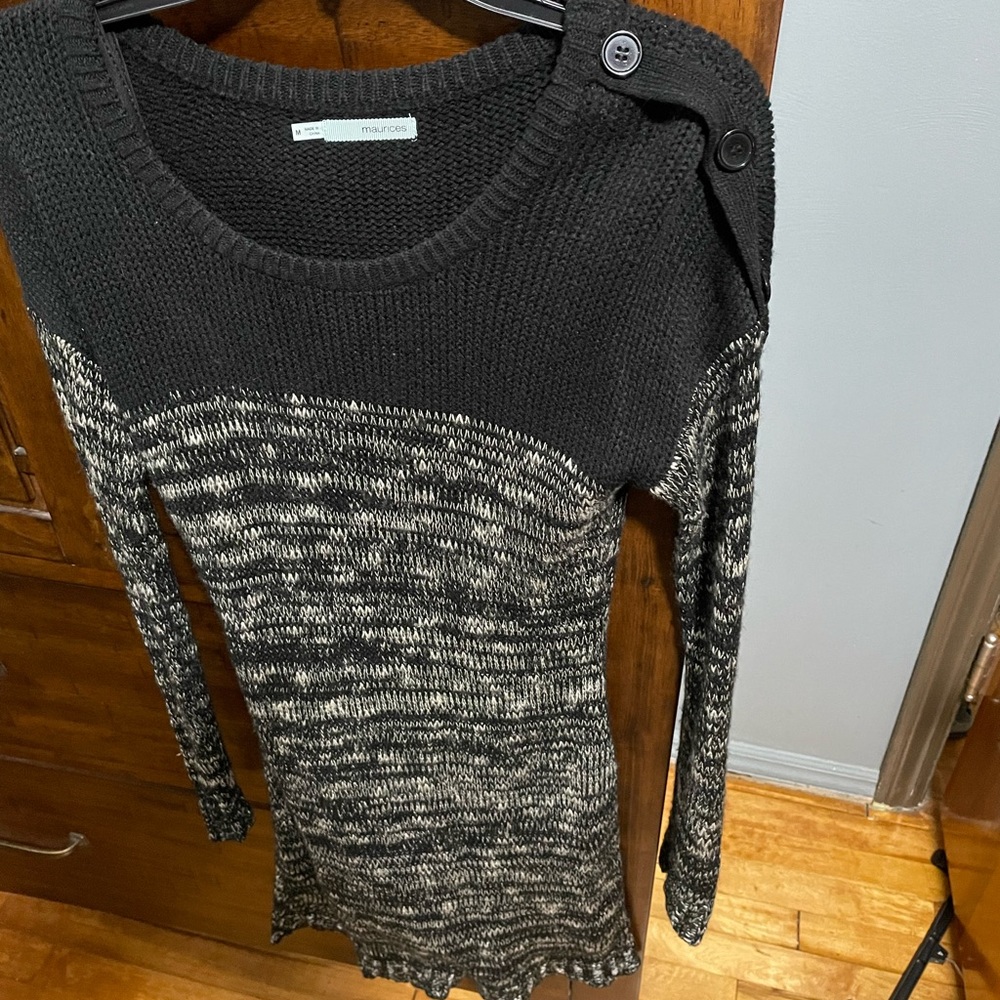 Women’s size medium sweater, dress from Maurices black, and white in color